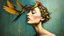 Placeholder: painting of a woman with a bird on her head and a bird on her head, surrealist painting, surrealist artwork, emotional surrealist art, abstract surrealist, a surrealist painting, surrealist art , abstract surrealism, abstract surrealism masterpiece, surreal painting, contemporary surrealism, magically shaped surrealism