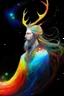 Placeholder: prismatic hair ethereal transparent prism Eladrin astral Male antlers druid beard sparkling radiance prismatic shining starlight enshrouded dusk