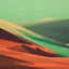 Placeholder: a distant hooded figure. red gold and green landscape. some smoke