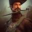 Placeholder: portrait,"Insanely detailed photograph of a eye patch male western mustachioed crossbowman", detailed charro and Sombrero, digital painting, cigar, artstation, concept art, sharp focus, illustration, art by artgerm and greg rutkowski and alphonse mucha, 8 k,fantasy, unreal engine