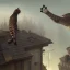 Placeholder: Close up cat on a rooftops under him a crowd, greg rutkowski, matte painting, hyper detailed, felix kelly, Jean Baptiste Monge, architecture croquis drawing