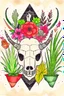Placeholder: Gemstones, bull skull and house plants graphic
