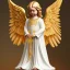 Placeholder: white angel with gold ornaments and hands on hips