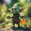 Placeholder: electric mummy gremlin t-pose upper body of gnome goblin orc made from tinted murano glass in long grass inspecting a melon ,bokeh like f/0.8, tilt-shift lens 8k, high detail, smooth render, down-light, unreal engine,bokeh like f/0.8, tilt-shift lens 8k, high detail, smooth render, down-light, unreal engine