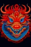 Placeholder: The elements of radio waves are used to form a simple line pattern of a Chinese dragon head in the Pop style. The overall image is a front view and the colours are mainly red, blue and orange.