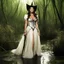 Placeholder: Danielle Lloyd as a medieval attractive witch in the swamp, in her agent provocateur light dress