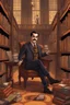 Placeholder: [Versace ] Gomez Addams in a library