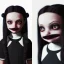 Placeholder: Jenna ortega as wednesday addams with wednesday addams dress,soft libstick, wednesday addams make up, overknee socks,fantasy art, dramatic lighting, highly detailed oil painting, volumetric lighting