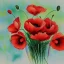 Placeholder: Red poppies in a crystal vase, aquarelle painting