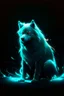 Placeholder: Super cool glowing ghostly canine with mencaing glowing eyes In a dark room. It sits alone staring deeply into the screen, it has a painted-anime style.