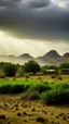 Placeholder: Sudan , kassala mountains, villages and huts , dim cloudy day