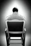 Placeholder: male character sitting on a plastic chair seen from behind, line arts, greyscale