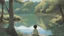 Placeholder: Capture the essence of enchantment as a boy sits by a magical lake, gazing into its depths. Illustrate the scene with the boy's reflection mirrored in the mystical waters, revealing glimpses of his future. Convey a sense of wonder and introspection in the boy's expression as he discovers the secrets that the magical lake unfolds about his destiny.Studio Ghibli