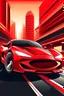 Placeholder: a red sports car speeding fast to escape from the police in a 2d style urban center