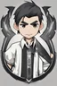 Placeholder: Design gaming yuong man with silver dark hair and bright white eyes avatar logo