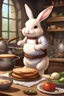 Placeholder: Cute chubby bunny floppy ears adventurer dnd cooking art realism