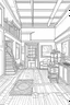 Placeholder: Outline art, House interior design, cartoon style, thick lines, low details, --ar 9:11