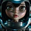 Placeholder: Realistic picture of a teenage girl with extremely big doll eyes and very huge eyeballs like Alita in Battle Angel, high cheek bones, full lips, very wide mouth, no visible teeth, a bit oversized head