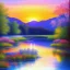 Placeholder: blue and transparent river, cristal flowers, sunset, delicate flowers