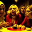 Placeholder: Horror movie shot, hot ultra realistic, dine, ultra realistic hot blonde women, party, pieces of meat, organs, hot dynamic, very excited people, hypermaximalist figures, light, 1970's Italian horror movie, very sinister, Dario Argento, Stanley Kubrik, ornate, 4k, photorealism