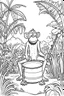 Placeholder: Outline art, bongo in the garden, cartoon style, black and white, low detail, no shading, --ar 9:11