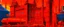 Placeholder: A neon reddish orange factory with cannons painted by Frank Wilson