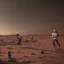 Placeholder: galactic football ,on mars ,2060, too many fans , tech ball , goalkeeper , goal , led screen , night ,realistic