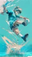 Placeholder: anime soccer player kicking the ball covered in water