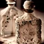 Placeholder: generate me an aesthetic photo of perfumes for Perfume Bottles on Antique Lace Doilies