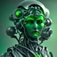 Placeholder: A beautiful portrait of an old cyborg baby green color scheme, high key lighting, volumetric light high details psychedelic background