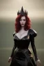 Placeholder: Christina Hendricks as evil queen in black leather gown, cleavage, angry, unreal 5, octane render,cinema4d, dynamic lighting, dramatic lighting, 4k, redshift render, highly detailed, hyper realistic