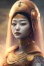 Placeholder: Thailand girl head portrait, warrior costume, village, meditation, woods, cyberpunk, 8k quality