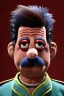 Placeholder: Waist up muppet Portrait, Nicolas maduro us muppet doll, black hair, Venezuelan president, tracksuit red blue and yellow, mustache, photo studio, red background, unreal engine 5, concept art, art station, ray tracing, lumen lighting, ultra detail, volumetric lighting, 3d.