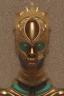 Placeholder: shiny black male African Egyptian alien, cracks in the voodoo head, wicked, eyes, crown, Elephant, 8k, finely detailed, photo realistic, tiger turquoise skull head gold dragon space alien snow skeleton gold hornytoad silver crown silver eyes playing drums