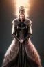 Placeholder: Cersei Lannister as evil queen in black leather and fur, busty, cleavage, curvy, lena headay, angry, stern look. character design by cory loftis, fenghua zhong, ryohei hase, ismail inceoglu and ruan jia. unreal engine 5, artistic lighting, highly detailed, photorealistic, fantasy