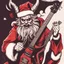 Placeholder: satanic santa claus with devil horns playing electric guitar