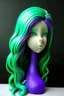 Placeholder: Purple girl face with rubber effect in all body with mint long rubber effect hair