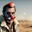 Placeholder: Ultra realistic mad max scene. clown sweet man, color smoke fog, waist up view, Wes Anderson style, happy, highly detailed, concept art, unreal engine 5, god rays, ray tracing, RTX, lumen lighting, ultra detail, volumetric lighting, 3d, finely drawn, high definition, high resolution.