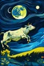 Placeholder: UNA VACA SALTANDO EN LA LLANUARA PAMPEANA ARGENTINA BAJO LA LUNA BRILLANTE AL ESTILO DE VAN GOGH