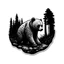 Placeholder: Sticker design on white background, Teddybear walking in a forest, in liberty art style, ambient light, high details, photorealistic, monochrome, black and white