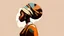 Placeholder: logo,Design, African woman, oil painting, featureless, graphic, drawing without facial features, background, sky, traditional clothes, cartoon, looking left