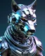 Placeholder: 3D Portrait of a cyborg wolf in natural colours wearing futuristic face armor in realistic fantasy full body