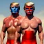 Placeholder: Realistic image of Donald trump wrestler, Mexican wrestling style, Mexican wrestling mask for eyes, red and blue breeches, glow us flag dress, suspenders, retro style, 80s, vibrant color, highly detailed, sky background, concept art, unreal engine 5, god rays, ray tracing, RTX, lumen lighting, ultra detail, volumetric lighting, 3d, finely drawn, high definition, high resolution.