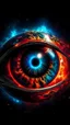 Placeholder: cosmic eyeball is ablaze and floating in space