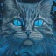 Placeholder: detailed portrait of an aquatic cat, psychedelic, blue and black background