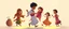 Placeholder: illustration of ethnic children playing and dancing. fantastic lighting, chaabi children's book proportions, on a light background