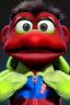 Placeholder: Waist up muppet Portrait, Nicolas maduro us muppet doll, tracksuit red blue and yellow, mustache, photo studio, red background, unreal engine 5, concept art, art station, ray tracing, lumen lighting, ultra detail, volumetric lighting, 3d.