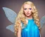 Placeholder: portrait of a beautiful blond woman fairy with long hair blue eyes and sparkling dress with diamonds