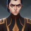 Placeholder: Grand admiral, black hair, golden eyes, cold and heartless, star wars