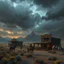 Placeholder: a wild west down with gloomy skies fantasy art